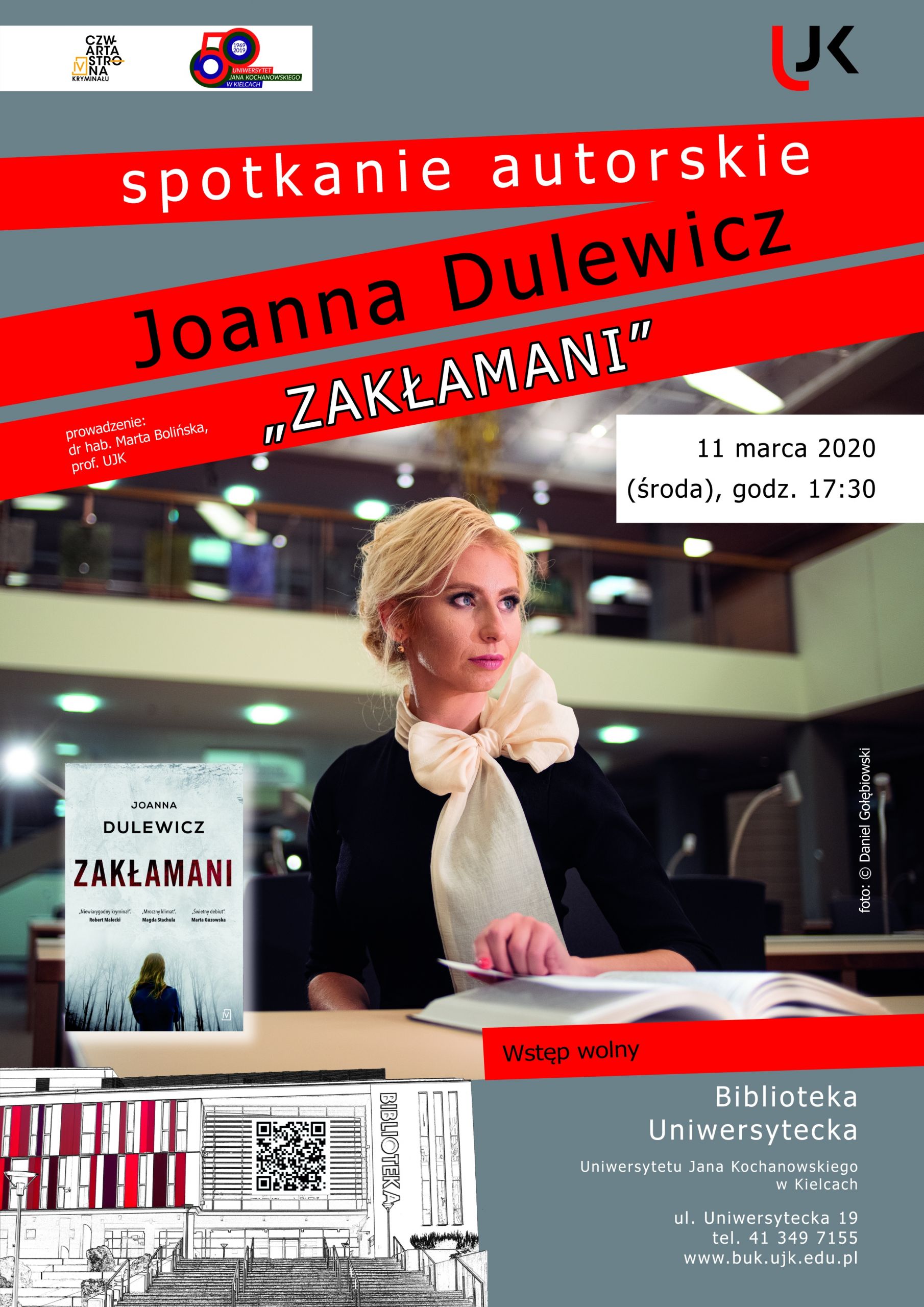 Plakat promujący spotkanie z Joanną Dulewicz