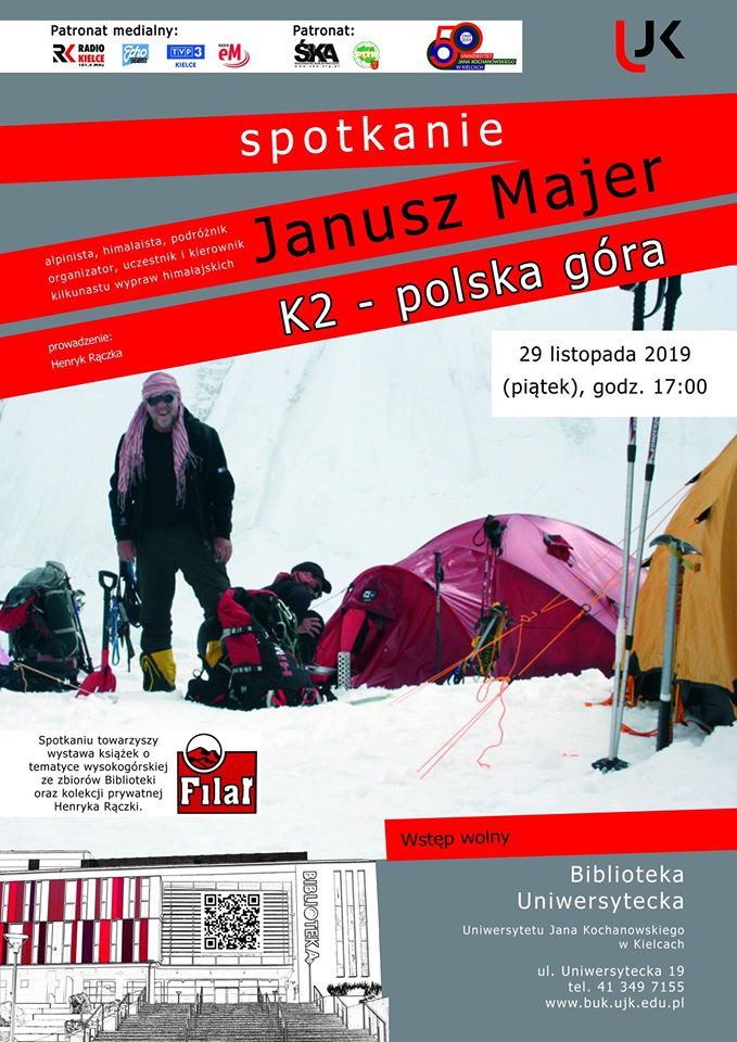 Plakat promujący spotkanie z Januszem Majerem