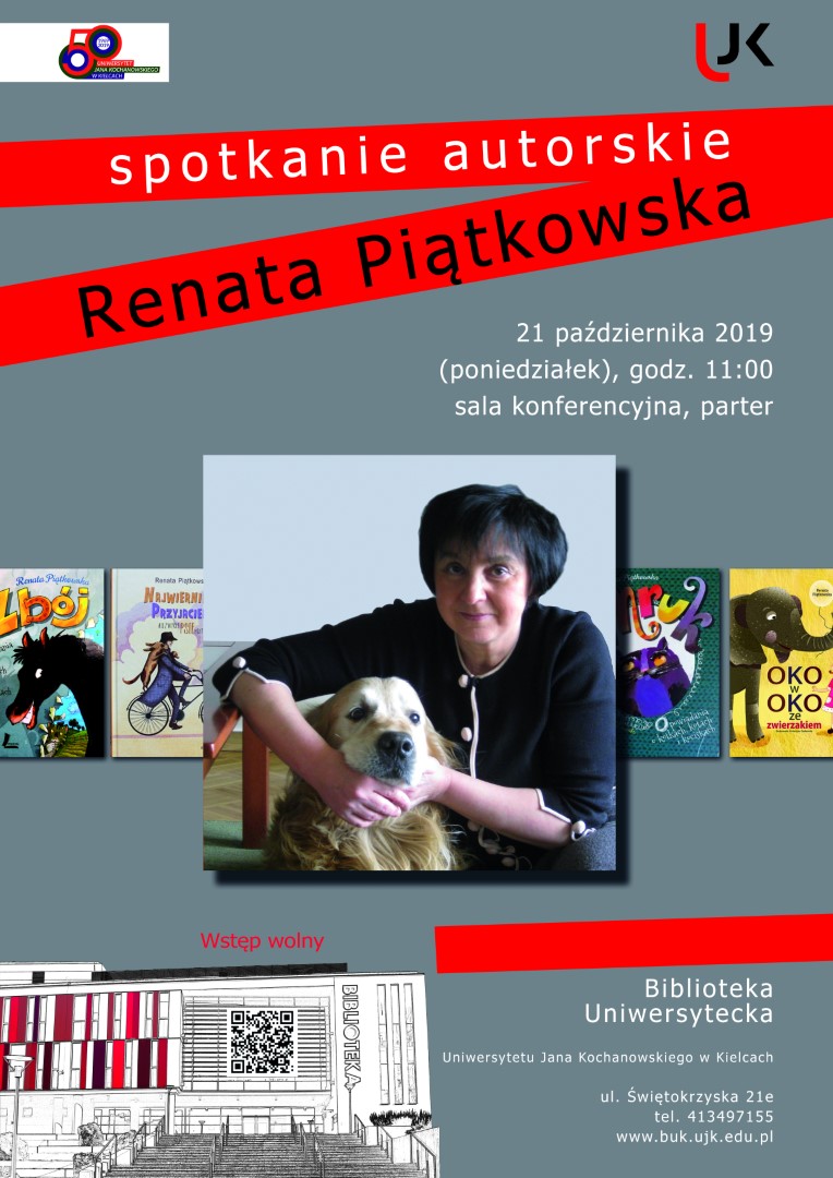 Plakat promujący spotkanie z Renatą Piątkowską